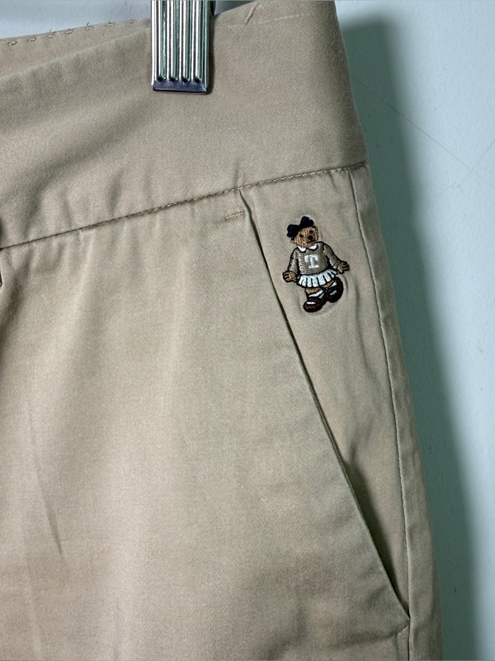 Teenie Weenie Vintage Preppy Rugby Bear Shorts Khaki Quiet Luxury Junior Large